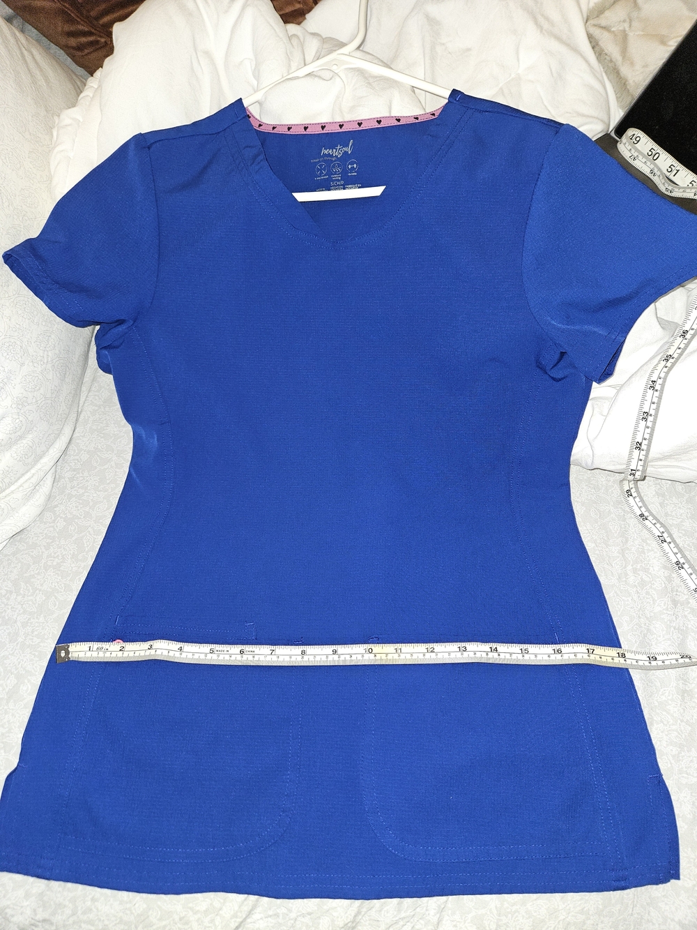 HeartSoul Women’s Royal Blue V-Neck Scrub Top Sz Small
